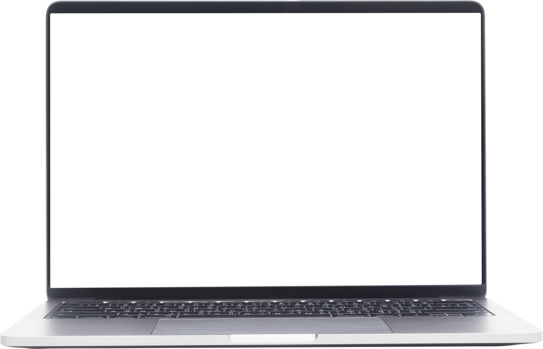 Laptop with Blank Screen Mockup Cutout